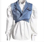 Cross Me Denim Vest/Blouse